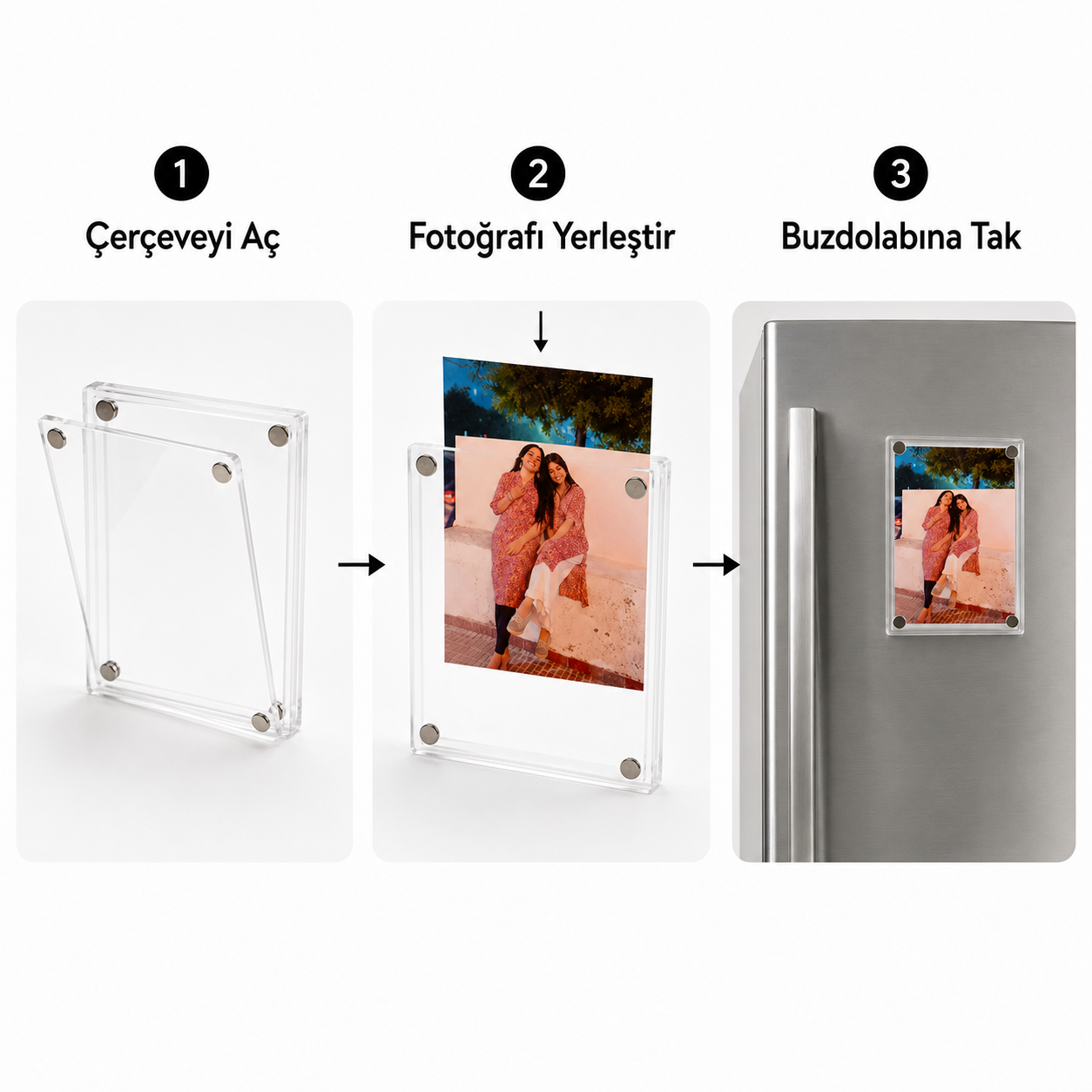 Acrylic™ Şeffaf Manyetik Fotoğraf Çerçevesi Seti