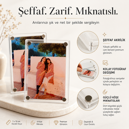 Acrylic™ Şeffaf Manyetik Fotoğraf Çerçevesi Seti