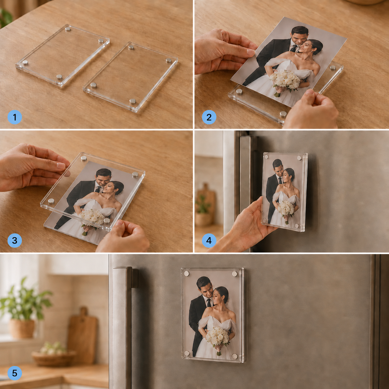 Acrylic™ Şeffaf Manyetik Fotoğraf Çerçevesi Seti