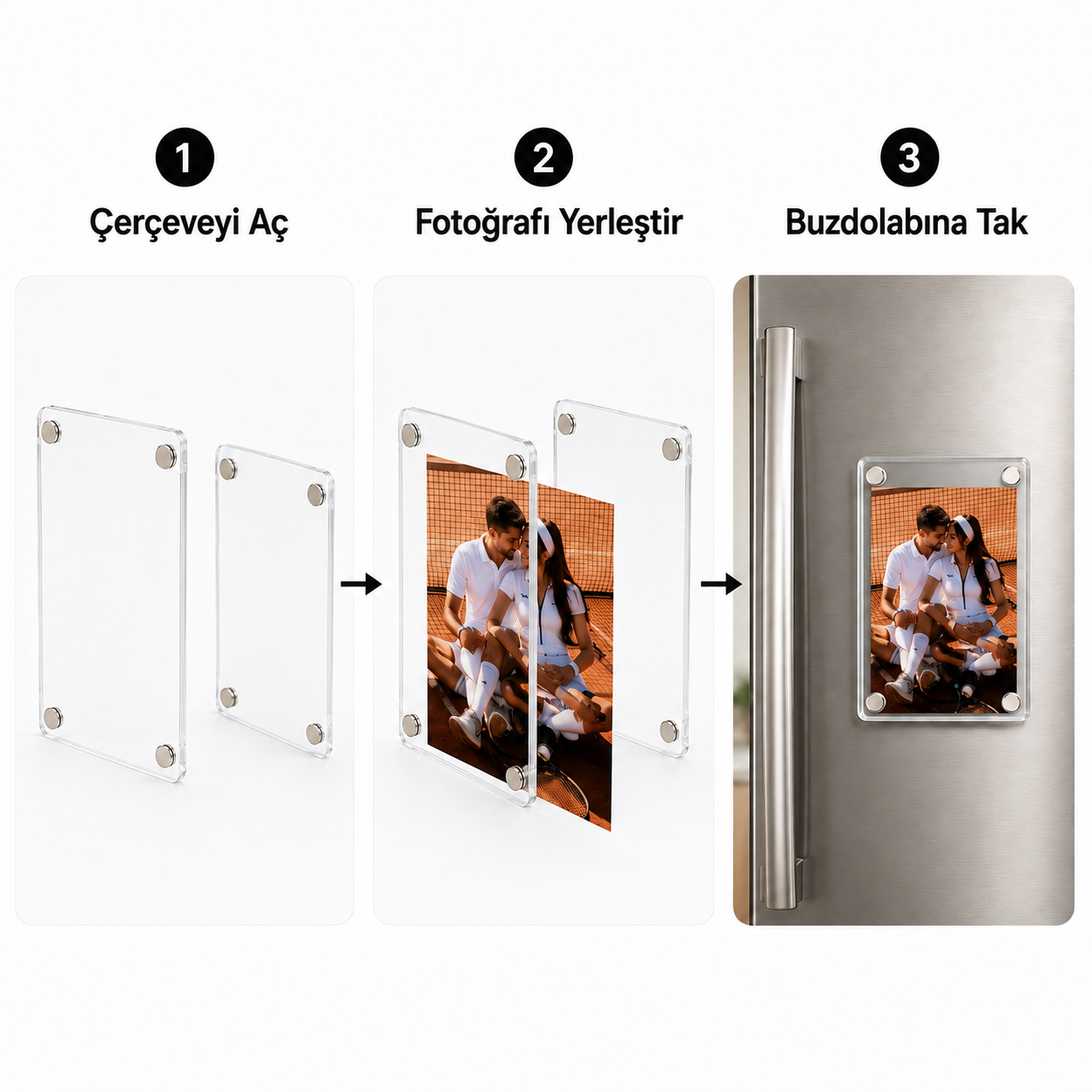 Acrylic™ Şeffaf Manyetik Fotoğraf Çerçevesi Seti