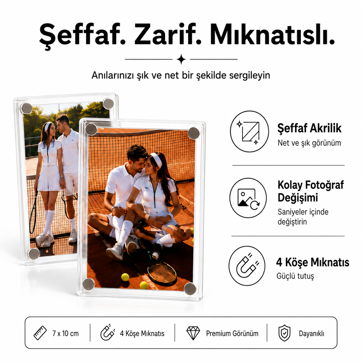 Acrylic™ Şeffaf Manyetik Fotoğraf Çerçevesi Seti